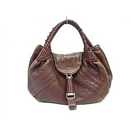 Fendi Hobo Spy Woven 239784 Dark Brown Leather Shoulder Bag