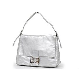 Fendi Ice Crystal Mama Forever Flap Ff 239719 Silver Leather Shoulder Bag