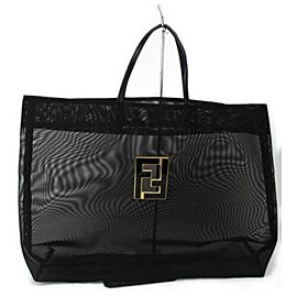 Fendi Large Mesh Logo Ff 872854 Black Nylon Tote