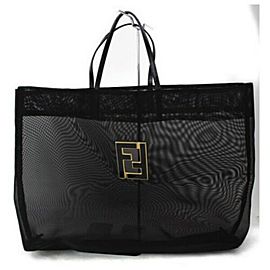 Fendi Mesh Ff Large 872860 Black Nylon Tote