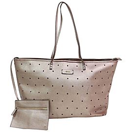 Fendi Metallic Perforated Roll with Pouch 870587 Pink Leather Tote