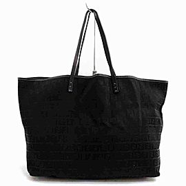 Fendi Monogram Ff Zucca Roll Shopper 860034 Black Canvas Tote