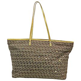 Fendi Monogram Ff Zucca Zippered Roll 871563 Beige Canvas Tote