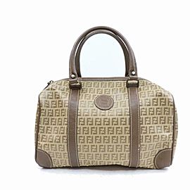 Fendi Duffle Monogram Zucca Ff Boston 870471 Brown Coated Canvas Satchel