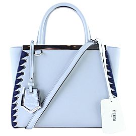 Fendi Petite 2jours Whipstich 1fr0131 Pale Blue Leather Satchel