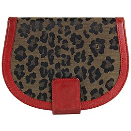 Fendi Leopard Cheetah Red Leather Round Wallet 11FF1214