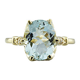 3.70 Carat Aquamarine 14K Yellow Gold Diamond Ring