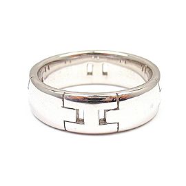 Hermès 18K White Gold Hercules H Ring Size 4.5