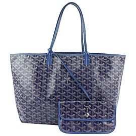 Goyard Blue Chevron St Louis PM Tote Bag with Pouch 121gy33