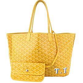 Goyard Yellow Chevron Saint Louis PM Tote Bag with Pouch 929gy99