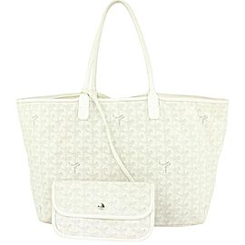 Goyard White Chevron St Louis PM Tote Bag with Pouch 1014gy8