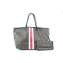 Goyard Black Chevron St Louis PM Tote Bag with Pouch 771gy41