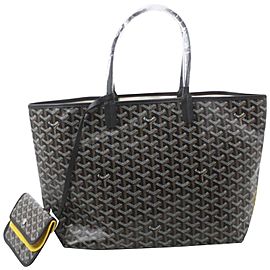 Goyard Black Chevron St Louis Tote Bag with Pouch 858829