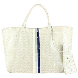 Goyard Large White Chevron St Louis GM Tote Bag with Pouch 534g3