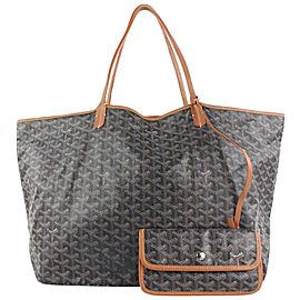 Goyard Large Black Chevron St Louis GM Tote Bag with Pouch 882gy413