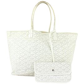 Goyard White Monogram Chevron St Louis PM Tote Bag with Pouch 1GY1116