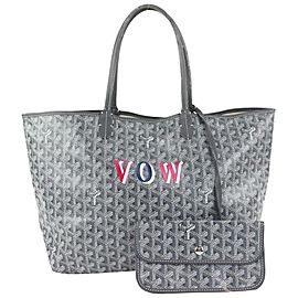 Goyard Grey Monogram Chevron St Louis PM Tote Bag with Pouch 917gy33