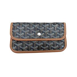 Goyard Black X Brown Chevron St Louis Pouch Case 239725 Wallet