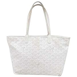 Goyard Chevron Artois Tote 237768 White Coated Canvas Shoulder Bag