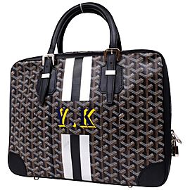 Goyard Chevron Goyardine Diplomat Briefcase Attache 230928 Black Coated Canvas Laptop Bag