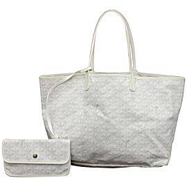 Goyard Chevron Goyardine St Louis with Pouch 233790 White Coated Canvas Tote