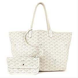 Goyard White Chevron St Louis PM Tote with Pouch 108gy10