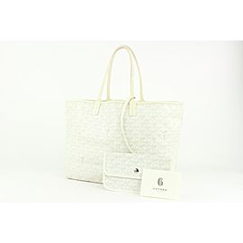 Goyard White Chevron St Louis Tote with Pouch 1GY106