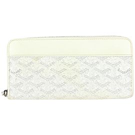 Goyard White Chevron Matignon GM Zip Around Wallet 1020gy39