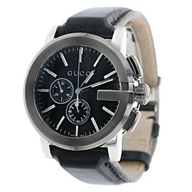 G-Chrono Black Dial Black Leather Men's Watch