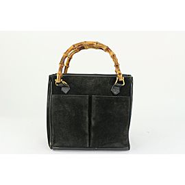 Gucci Black Suede Bamboo Tote bag 1122g9