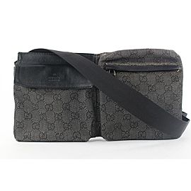 Gucci Charcoal Denim Monogram GG Belt Bag Fanny Pack Waist Pouch 163gks53