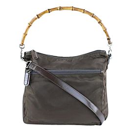 Gucci Shoulder 2way Bamboo 222472 Brown Nylon Hobo Bag