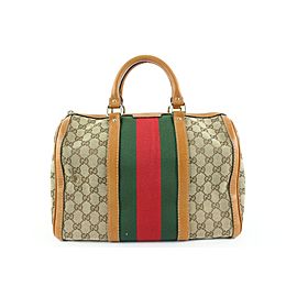 Gucci Brown Monogram GG Web Joy Boston Bag 713gks323