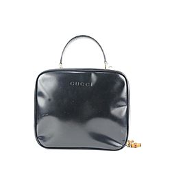 Gucci Black Patent Vanity Lunch Box Top Handle Bag 734gks324