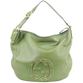 Gucci 7gk0107 Studded Blondie Green Leather Hobo Bag