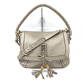 Gucci Gold Leather Braided Handle 2way Flap Bag 862761