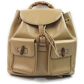 Gucci Beige Leather Bamboo Backpack 863115