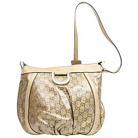 Gucci Abbey D-ring Monogram 872464 Gold Pvc Gg Crystal Cross Body Bag