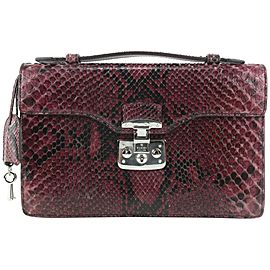 Gucci Purple Python Small Lady Lock Top Handle Clutch 123gks429