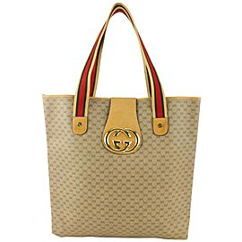 Gucci Micro GG Monogram Web Handle Shopper Tote Bag 930g22