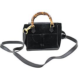 Gucci Bamboo 2way 867617 Black Suede Leather Shoulder Bag