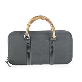 Gucci Bamboo 6gk1212 Black Canvas Satchel