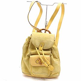 Gucci Bamboo 867509 Yellow Suede Leather Backpack