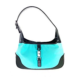 Gucci Bardot Jackie Jackie-o Piston 3gg64 Blue Nylon Hobo Bag