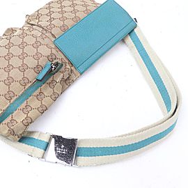 Gucci Belt Blue Monogram Fanny Pack Waist Pouch 872384 Light Brown Gg Canvas Cross Body Bag