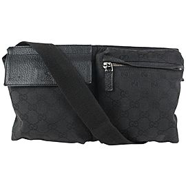 Gucci Black Monogram GG Belt Bag Fanny Pack Waist Pouch 1012g37