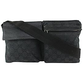 Gucci Black Monogram GG Belt Bag Fanny Pack Waist Pouch 105g5