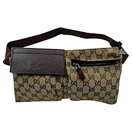 Gucci Belt Monogram Fanny Pack Waist Pouch 860010 Brown Gg Canvas Cross Body Bag