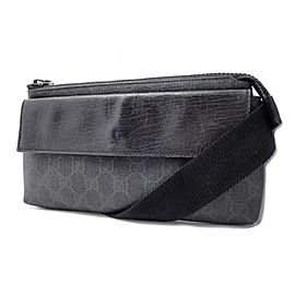 Gucci Belt Monogram Gg Waist Pouch 228338 Black Supreme Canvas Cross Body Bag