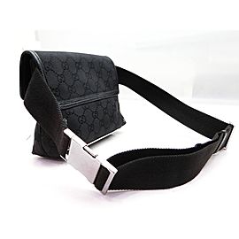 Gucci Black Monogram GG Waist Pouch Fanny Pack Belt Bag 237693